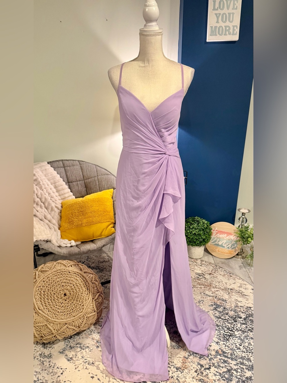 Azazie A12 Lavender Chiffon Bridesmaid Gown Open Back
